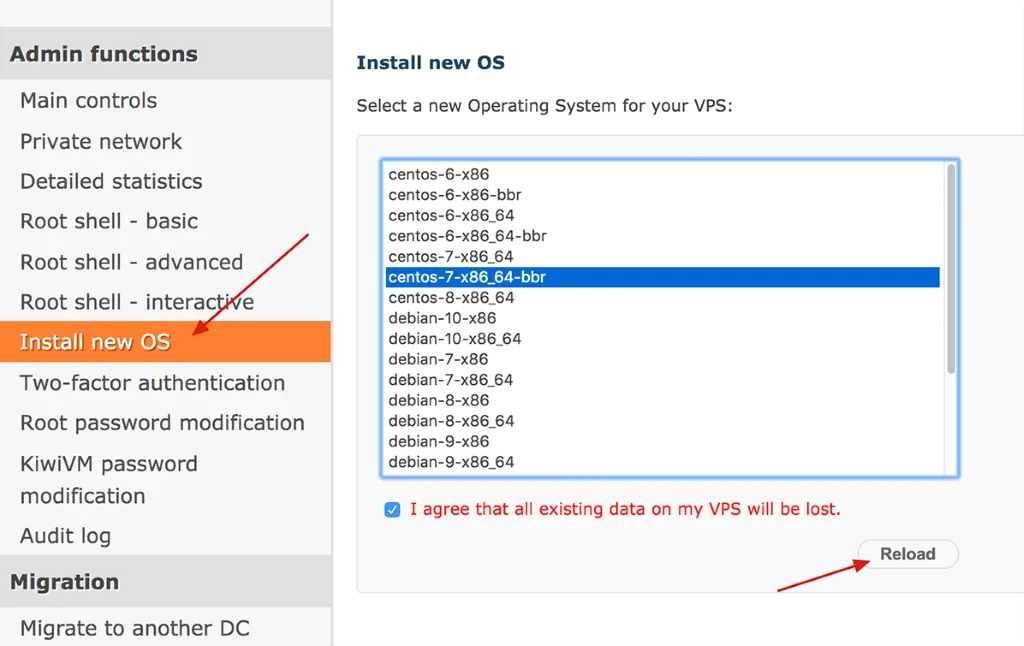 在Install new OS选择操作系统
