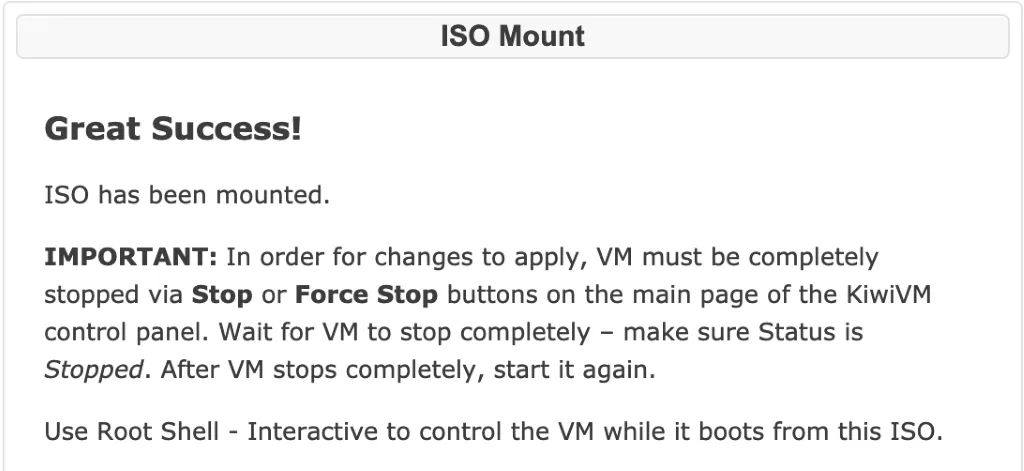KiwiVM 挂载 ISO 成功