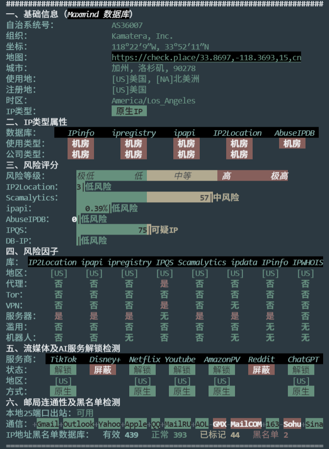 Kamatera IP 质量检测